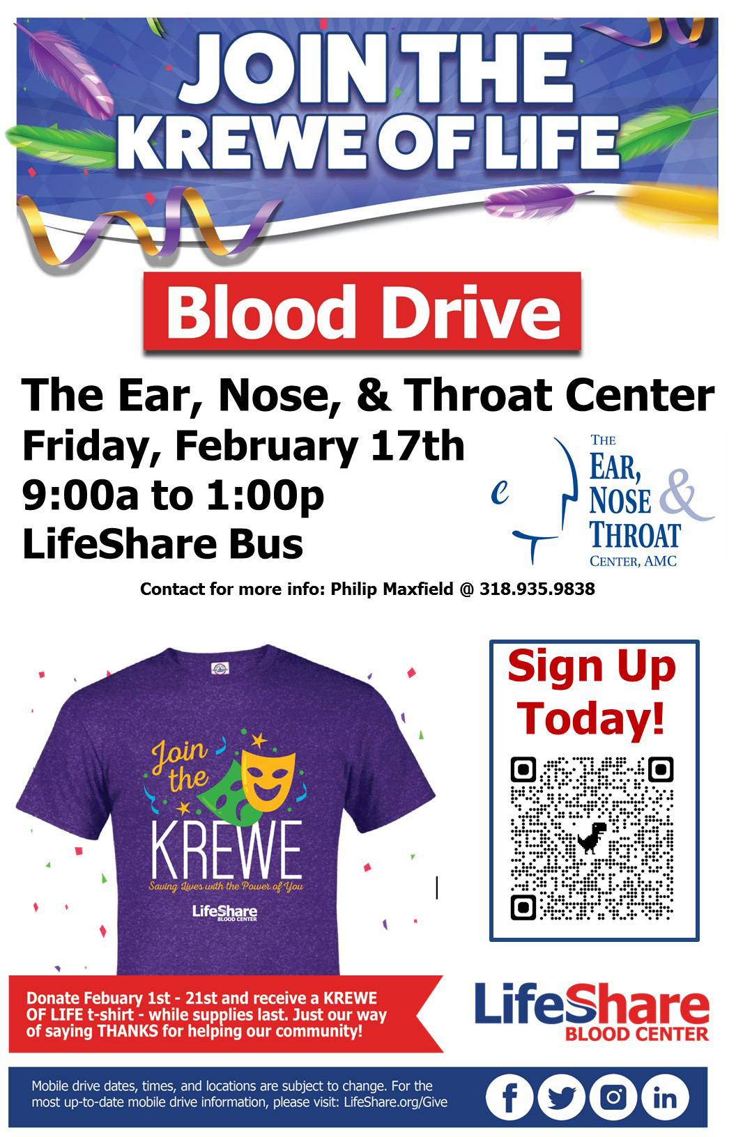 Blood Drive | February 17, 2023 | The ENT Center, AMC